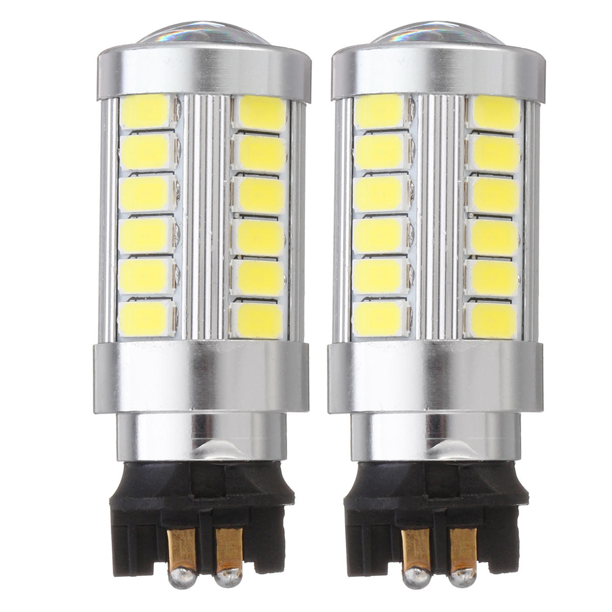 2PCS PW24W 33-SMD LED DRL Daytime Running Lights Replacement Fog Bulbs with Lens 12V 6500K White