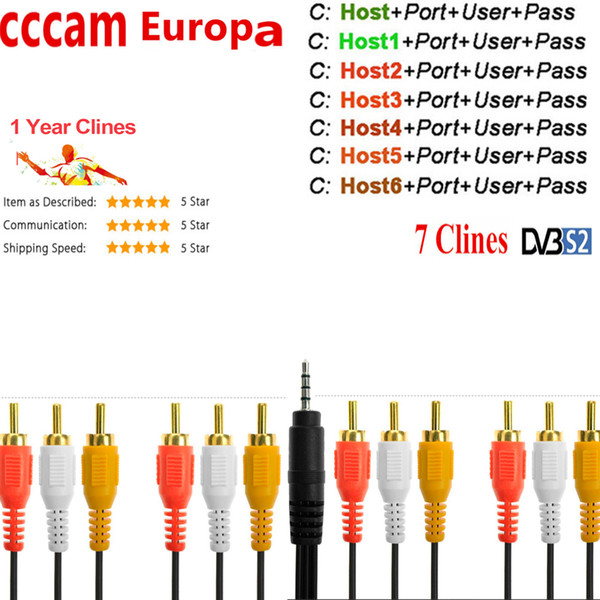 7 lines Most stable cccams Europa Ccam oscam for 1 Years 6/7 lines for AV HD V7S HD V8 Nova Satellite TV Receiver