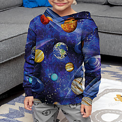 Kids Boys' Hoodie Long Sleeve 3D Print Galaxy Space Purple Children Tops Fall Active Regular Fit 4-12 Years Lightinthebox
