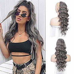 24 inch long drawstring ponytail synthetic wavy ponytail extension clip in ponytail hair extensions for women amp; #40;grayamp; #41; Lightinthebox
