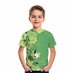 Enfants Garçon T-shirt Tee-shirts Graphique 3D Imprimé Manches Courtes Actif Vert miniinthebox