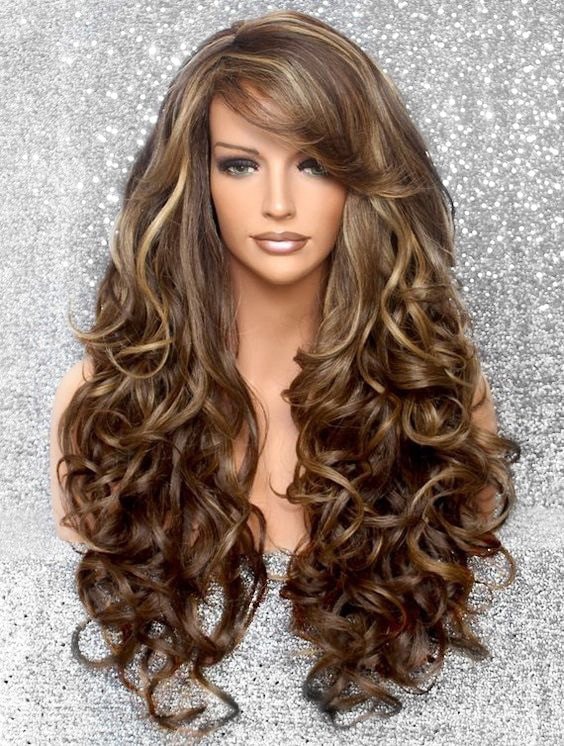 Side Bang Body Curly Long Synthetic Wig