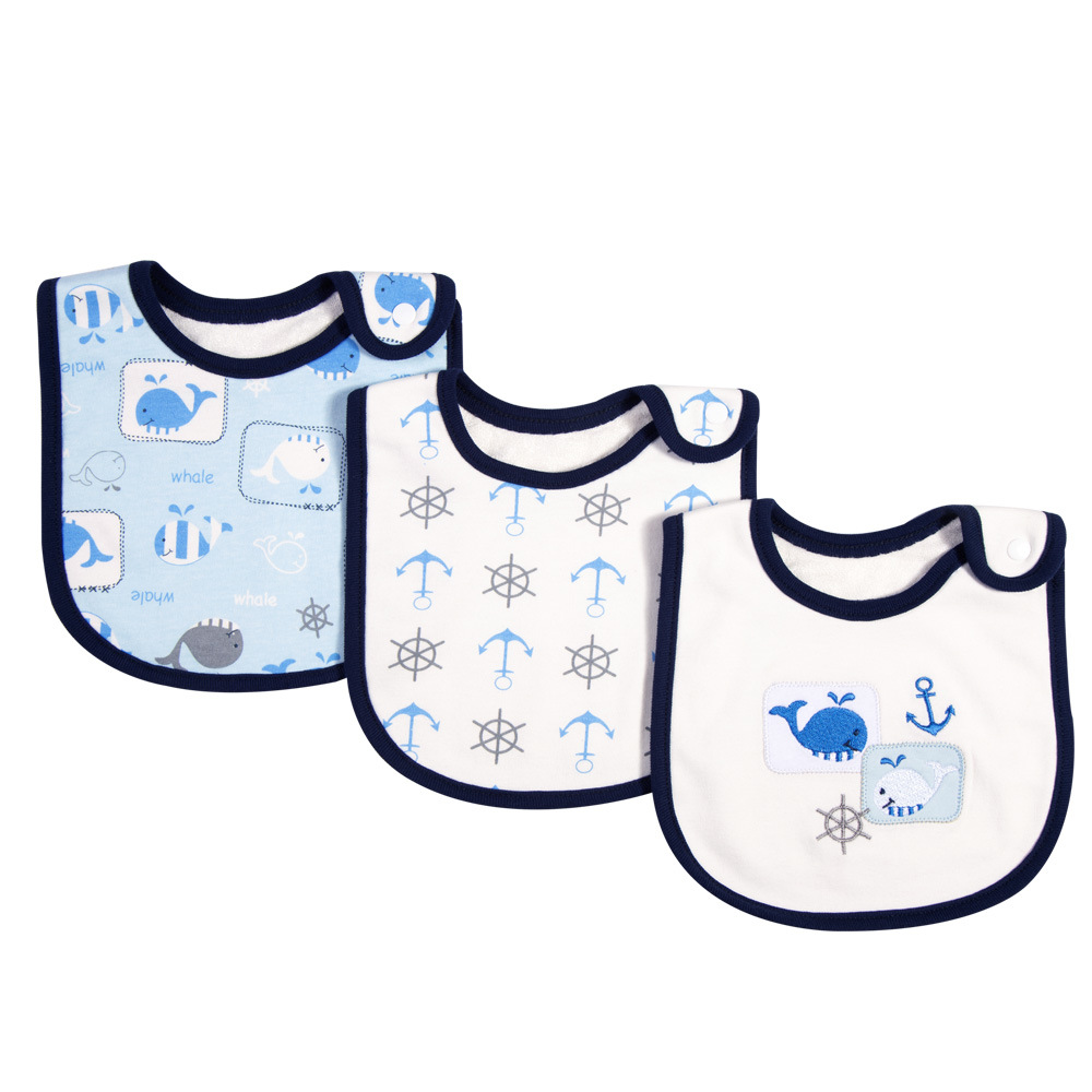 3-pack Dolphin Embroidered Bibs Set for Baby