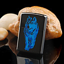 Personnalisé motif gravé Wolf Oil noir Briquet