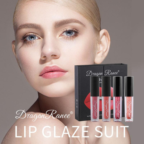 4pcs/set Matte Liquid Lipstick Wet Cherry Gloss Jelly Lip Gloss Matte Red Lip Tint Shiny Oil Nude