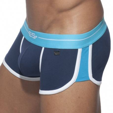ES Collection Rocky Double Side Cotton Trunks - Navy Blue - Turquoise XS