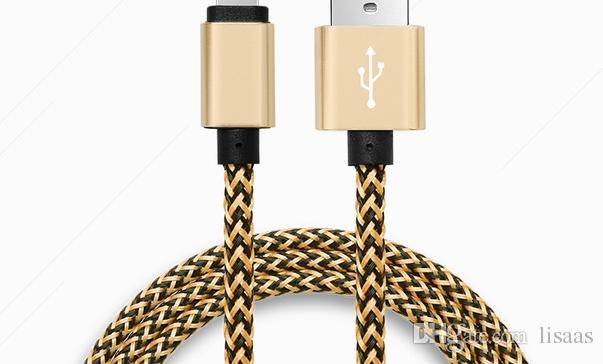 1M 2m 3m nylon durable thick Twist Braided USB Cable for iPhone 7 5 6 6S iPad for android Data Sync fast Charger cable 100pcs