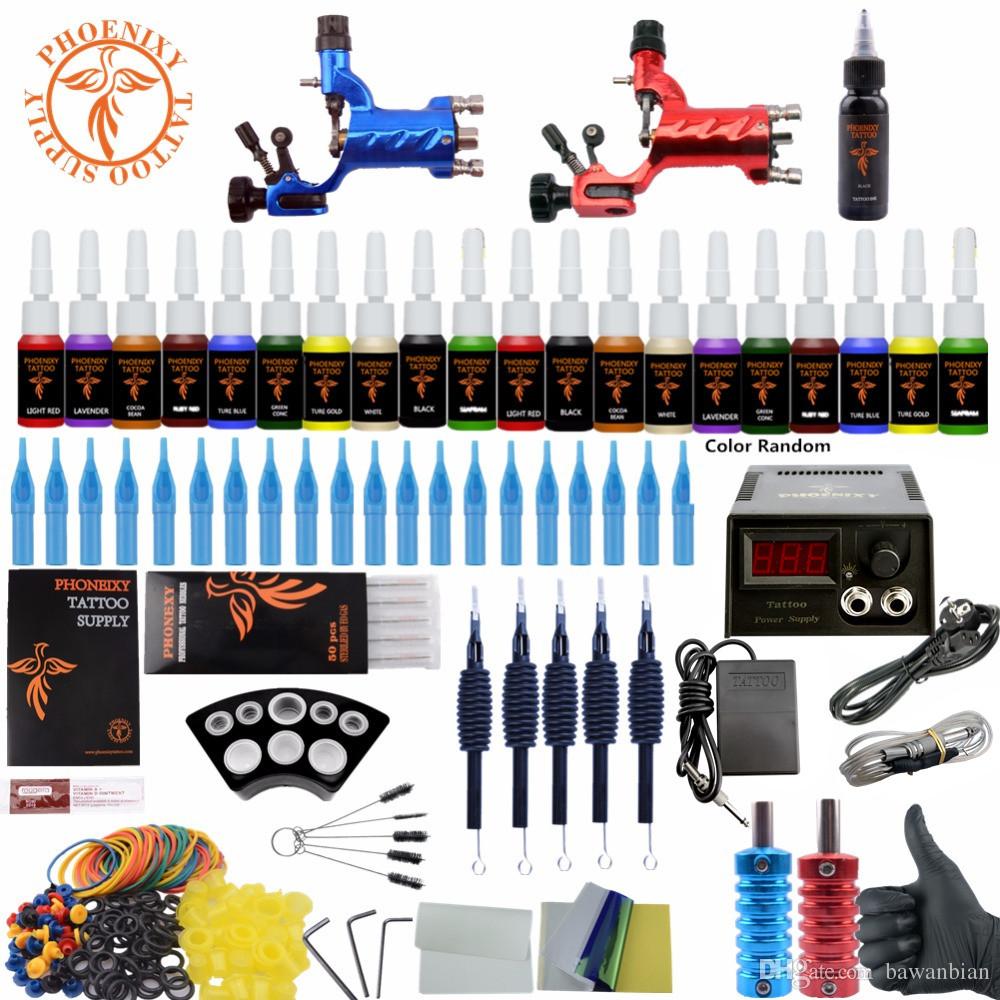 Beginner Tattoo Starter Kits Complete Rotary Tattoo Machines Guns Ink Sets Power Supply Needles Top Tattoo Ink