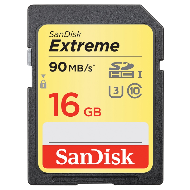 SanDisk 16GB Extreme SD Card (SDHC) UHS-I U3 - 90MB/s