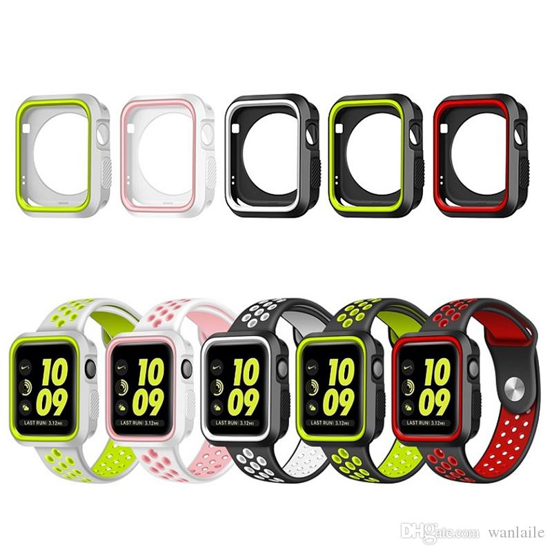 protective case with Silicone Sports Band Colorful wrist Strap for Apple Watch iwatch 38/42mm 40/44mm Bracelet Series 3 4 Watchband