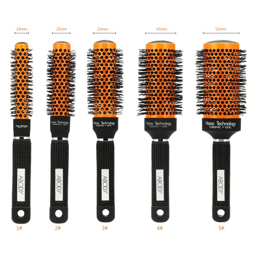 Abody Ceramic & Nylon Hair Round Brush Quiff Roller Comb for DIY Hairstyle Massager Hairbrush Curly Bomb 45mm Diameter