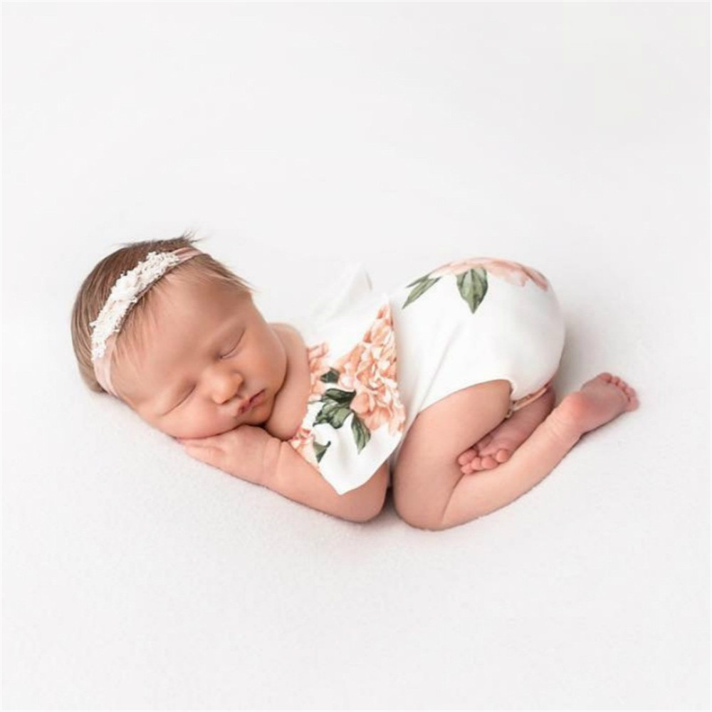 Floral Print Design Baby Photography Props Jumpsuit