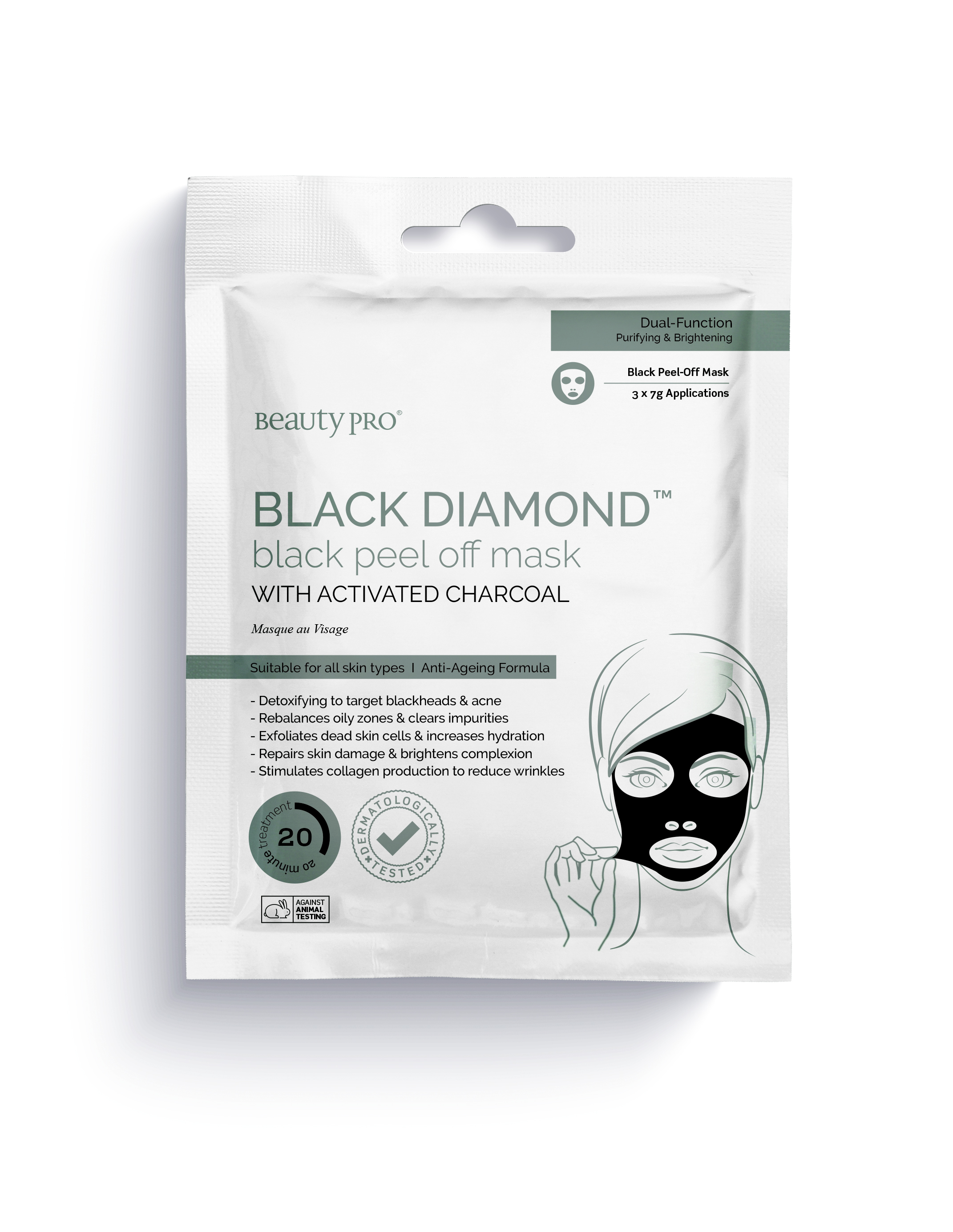 beauty pro black peel charcoal mask pack of 3