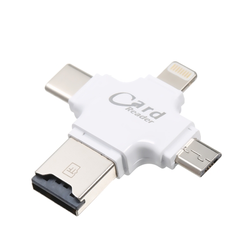 TF Card Reader 4-in-1 TF Memory Card Reader Adapter for iPhone/Android/PC