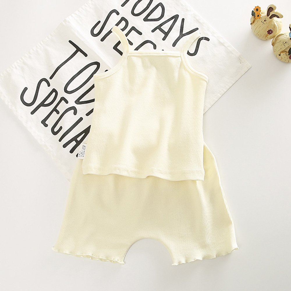 Baby / Toddler Girl Solid Stripe Tank and shorts  Pajamas Set